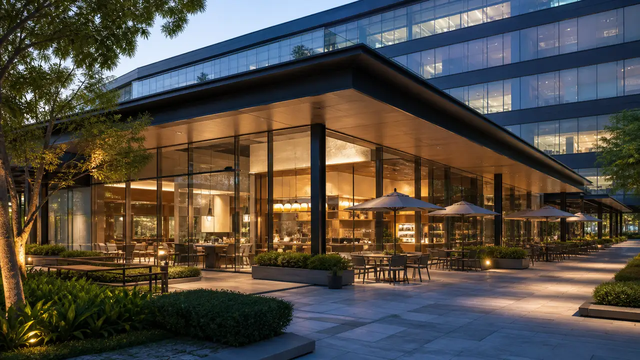 Office-campus retail and dining concourse